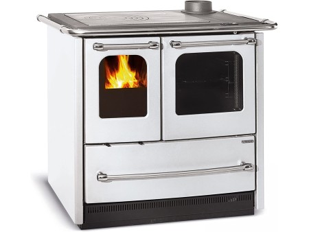 Cucina A Legna 'Sovrana Easy' Rivestimento Esterno In Acciaio Porcellanato. Telaio, Piastra E Cerchi In Ghisa. Forno Smaltato Pa