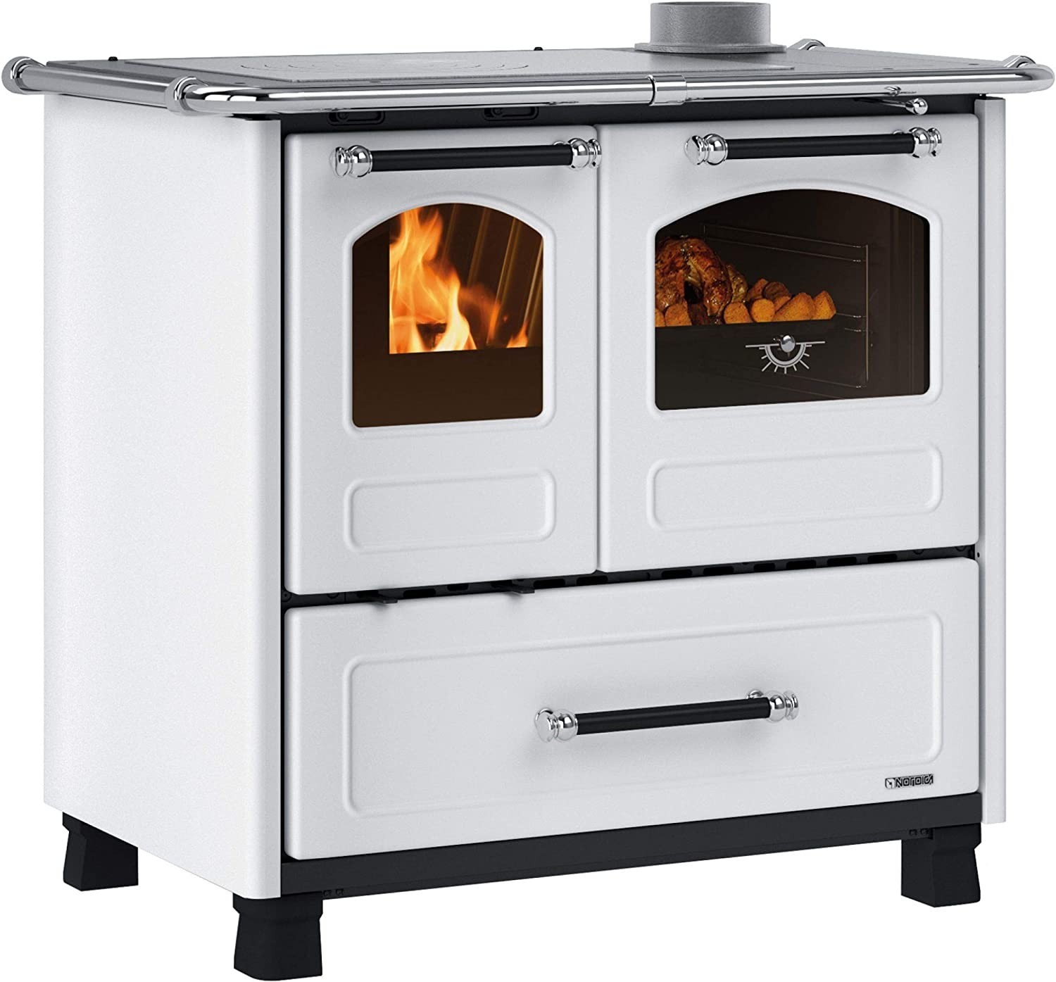 NORDICA Cucina a Legna Family 4,5 Dx Acciaio Porcellanato Potenza Termica Nominale 9 kW 258 m3 Riscaldabili Colore BIANCA