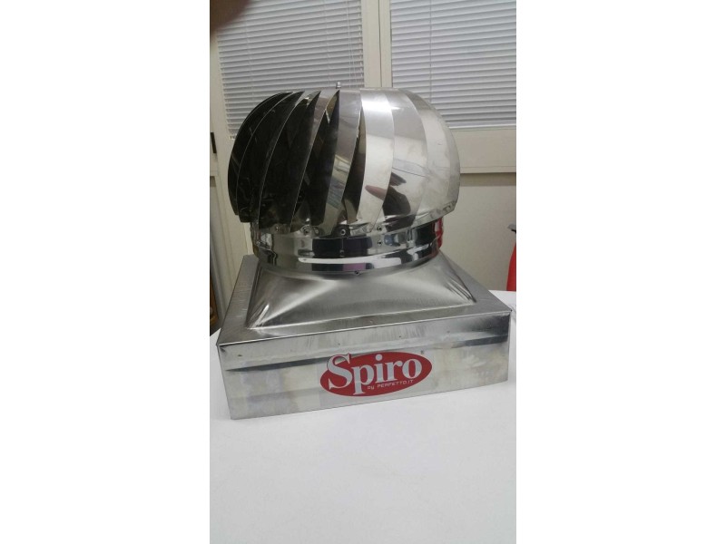 COMIGNOLO EOLICO GIREVOLE TESTA RADIANTE In Acciaio Inox AISI 304, Base Quadra 37x37 Cm – Fumaiolo Per Tetto