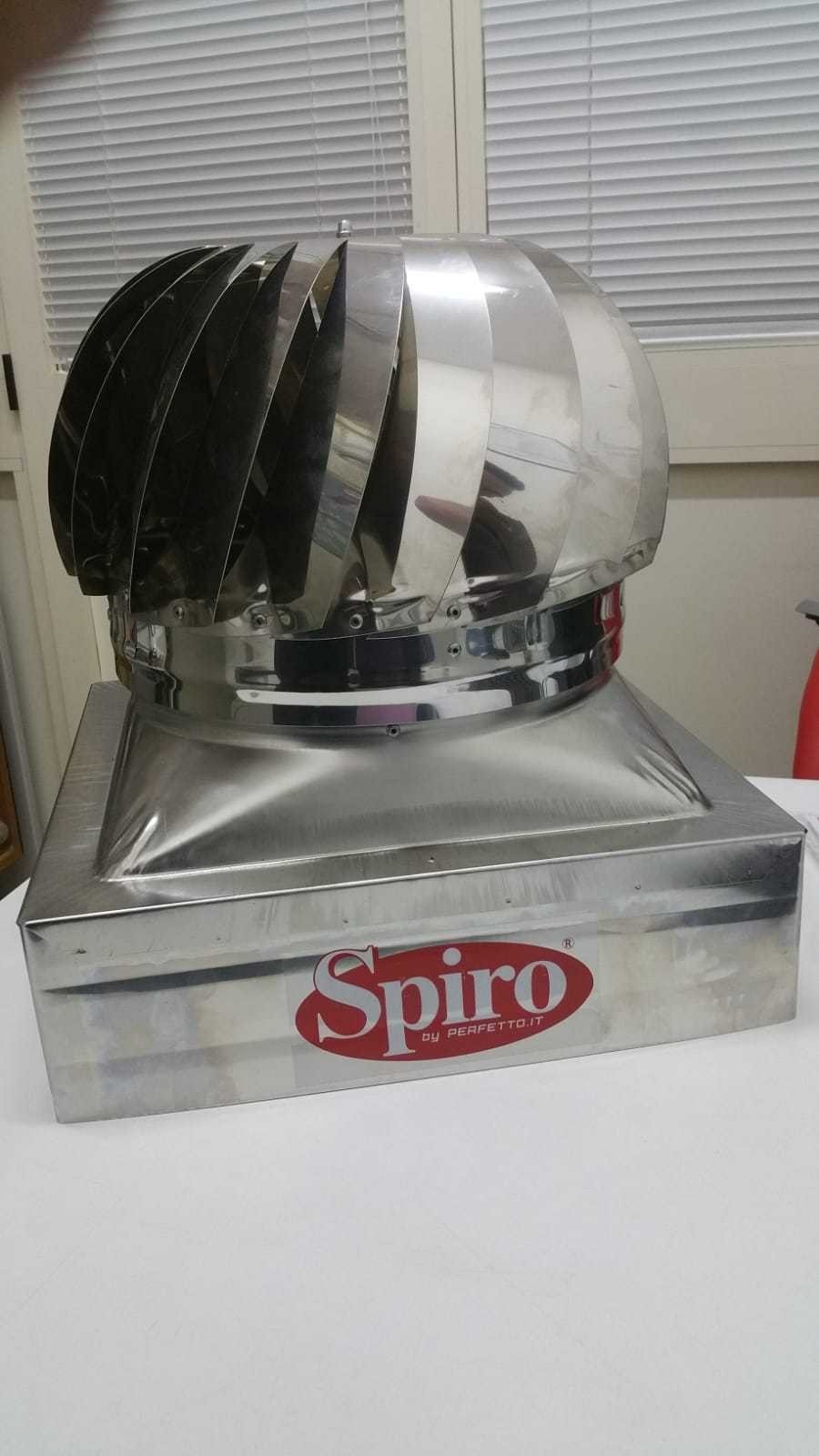 SPIRO ASPIRAFUMO INOX PESANTE 52x52 FUMAIOLO CAPPELLO GIREVOLE RADIANTE QUADRA