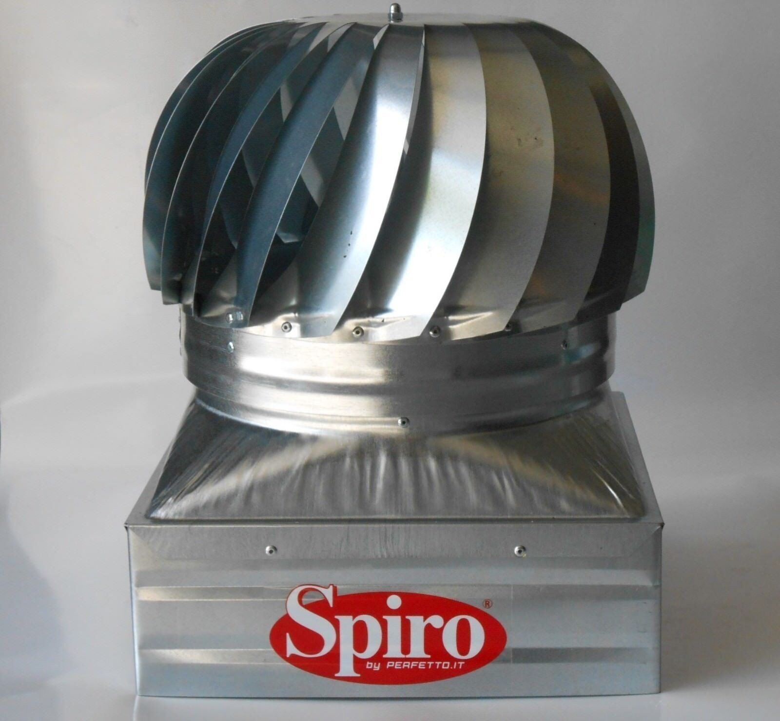 SPIRO ASPIRAFUMO ZINCATO 22x22cm FUMAIOLO CAPPELLO GIREVOLE base quadra
