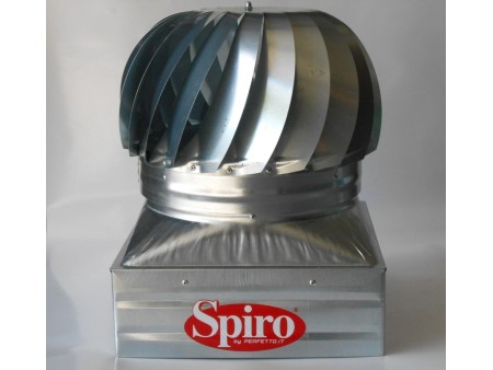 SPIRO ASPIRAFUMO ZINCATO 27x27cm FUMAIOLO CAPPELLO GIREVOLE base quadra