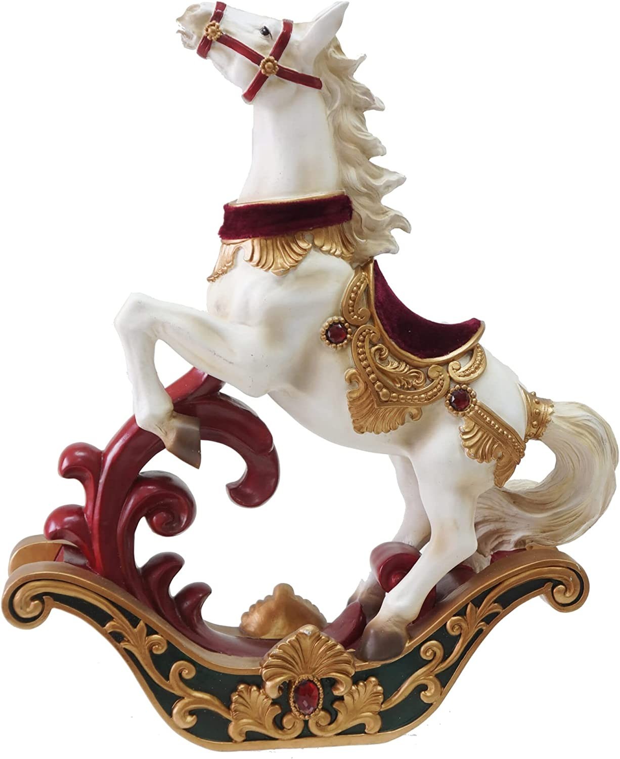 LORENZON GIFT Ellegift Cavallo a Dondolo Piccolo, Soprammobile Natalizio, in Poliresina Decorazioni per Interni o Esterni, Alto