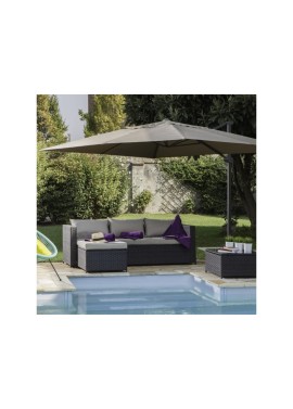 VERDELOOK Ombrellone a Braccio Deluxe reclinabile con Struttura in Alluminio Color Tortora, 3x3 m