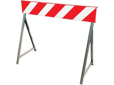 Barriera di delimitazione stradale normale con zampe strisce bianco rosse 20x150 cm certificata classe 1 fig.392