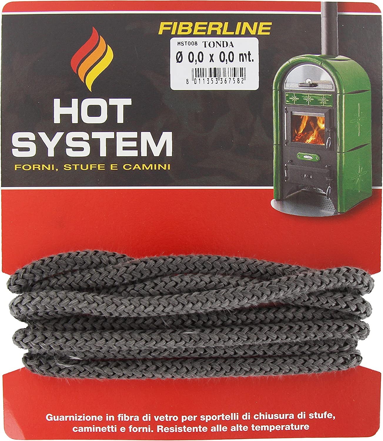 GUARNIZIONE FIBRA DI VETRO MM.8X2.5MT X STUFA