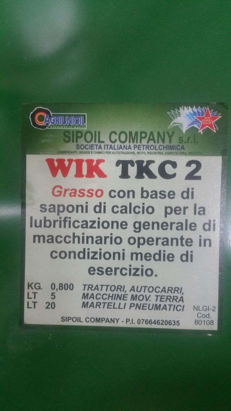 20LT GRASSO PER MACCHINE AGRICOLE INDUSTRIALI AGRIUNIOIL 20LT