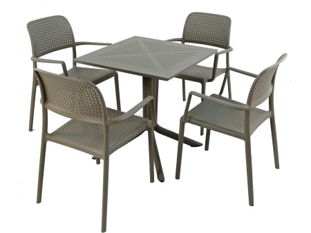 Nardi Clip-Set Tavolo con 4 sedie Bora, 70 cm, Colore:...