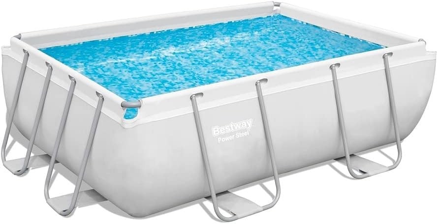 Bestway 56629| Power Steel - Piscina Fuori Terra Rettangolare, 282x196x84 cm, Pompa di Filtraggio e Dosatore Chemconnect Inclusi