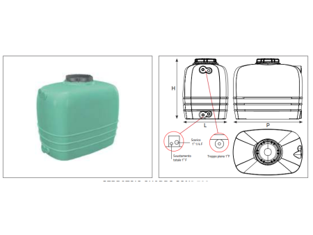 Serbatoio acqua potabile Telcom Aquarius SQN2 500 litri QUADRO colore verde