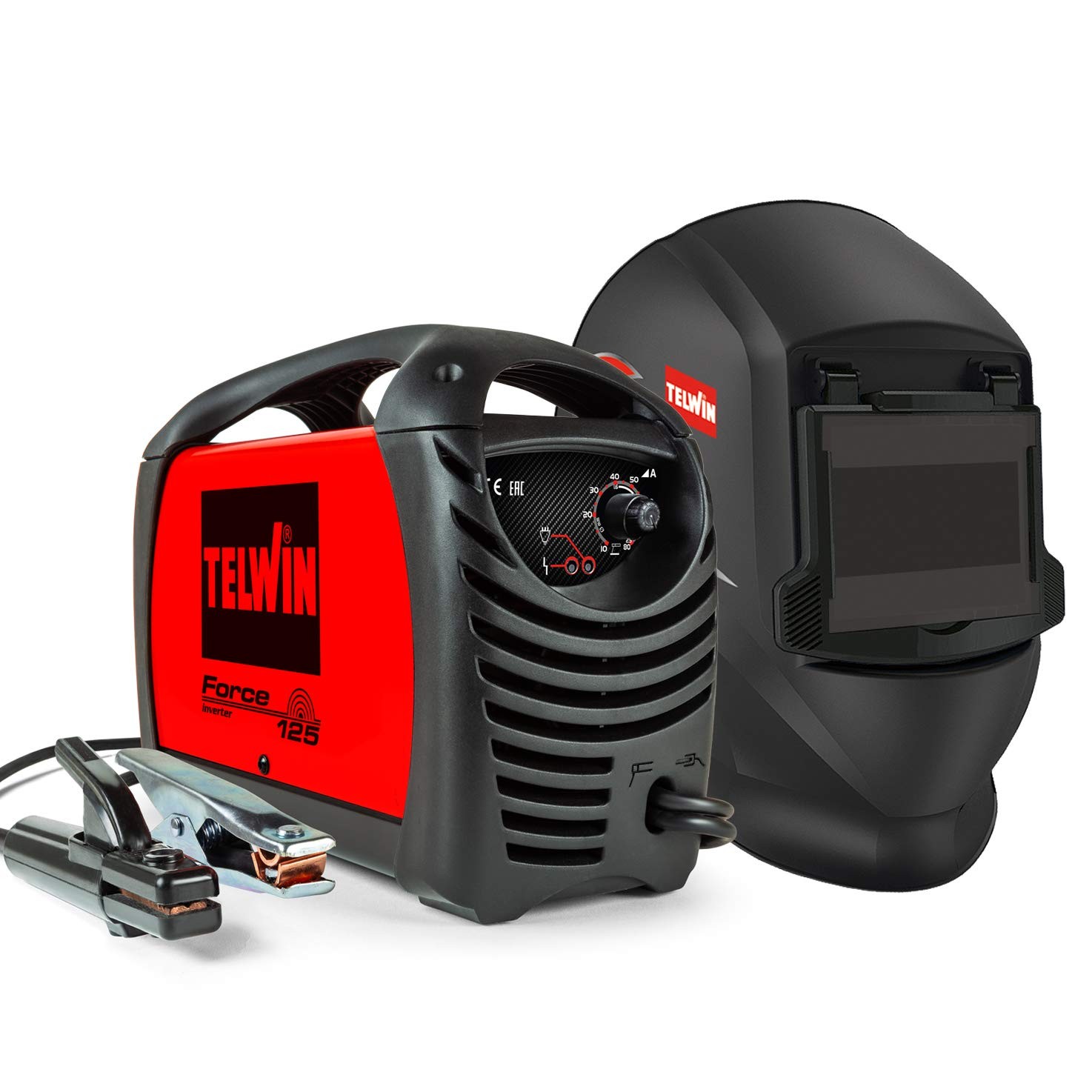 Telwin force 125 - 815861 Saldatrice ad arco AC/DC + accessori + maschera
