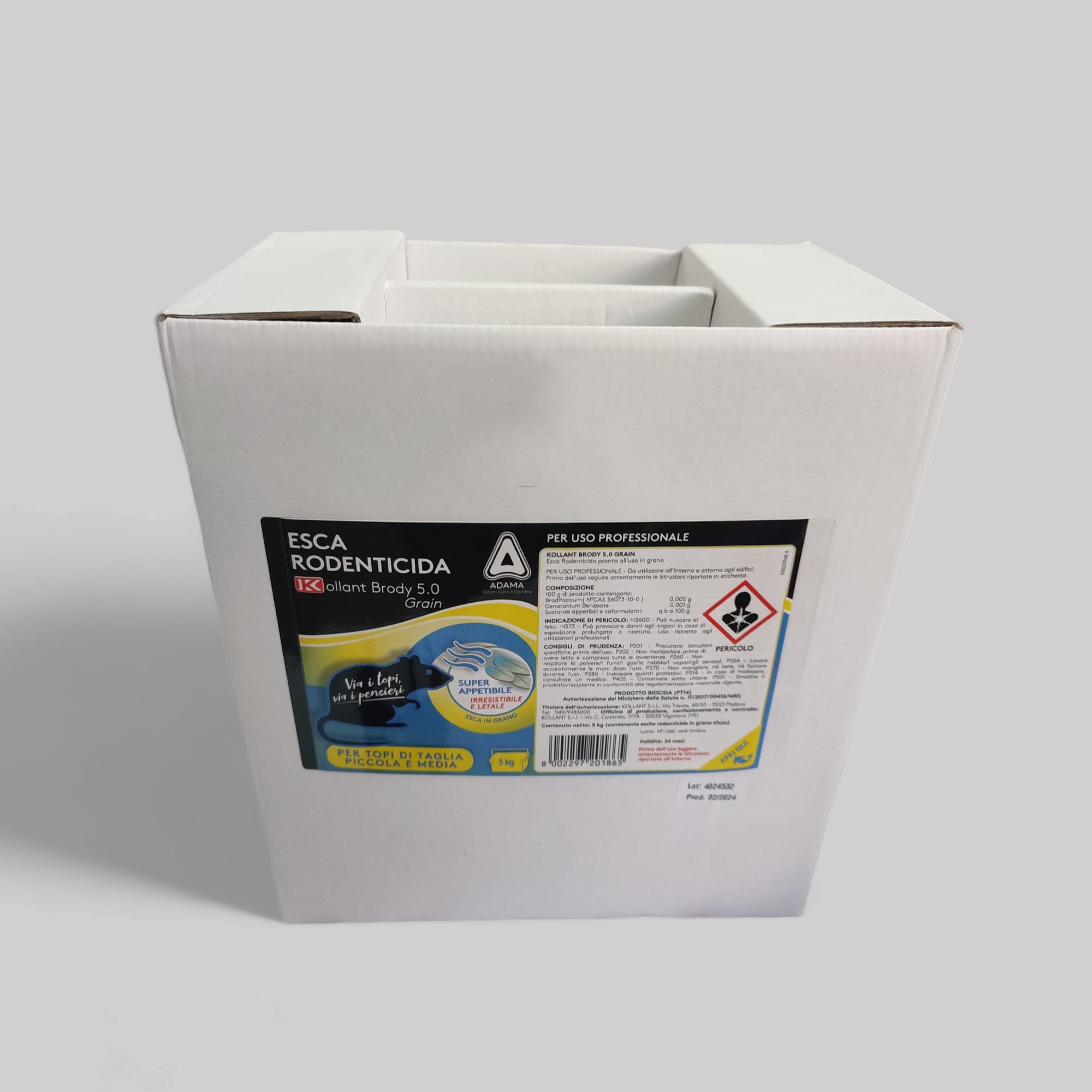 ESCA TOPICIDA 5KG Kollant Brody 5.0 in Grani per topi taglia piccola e media