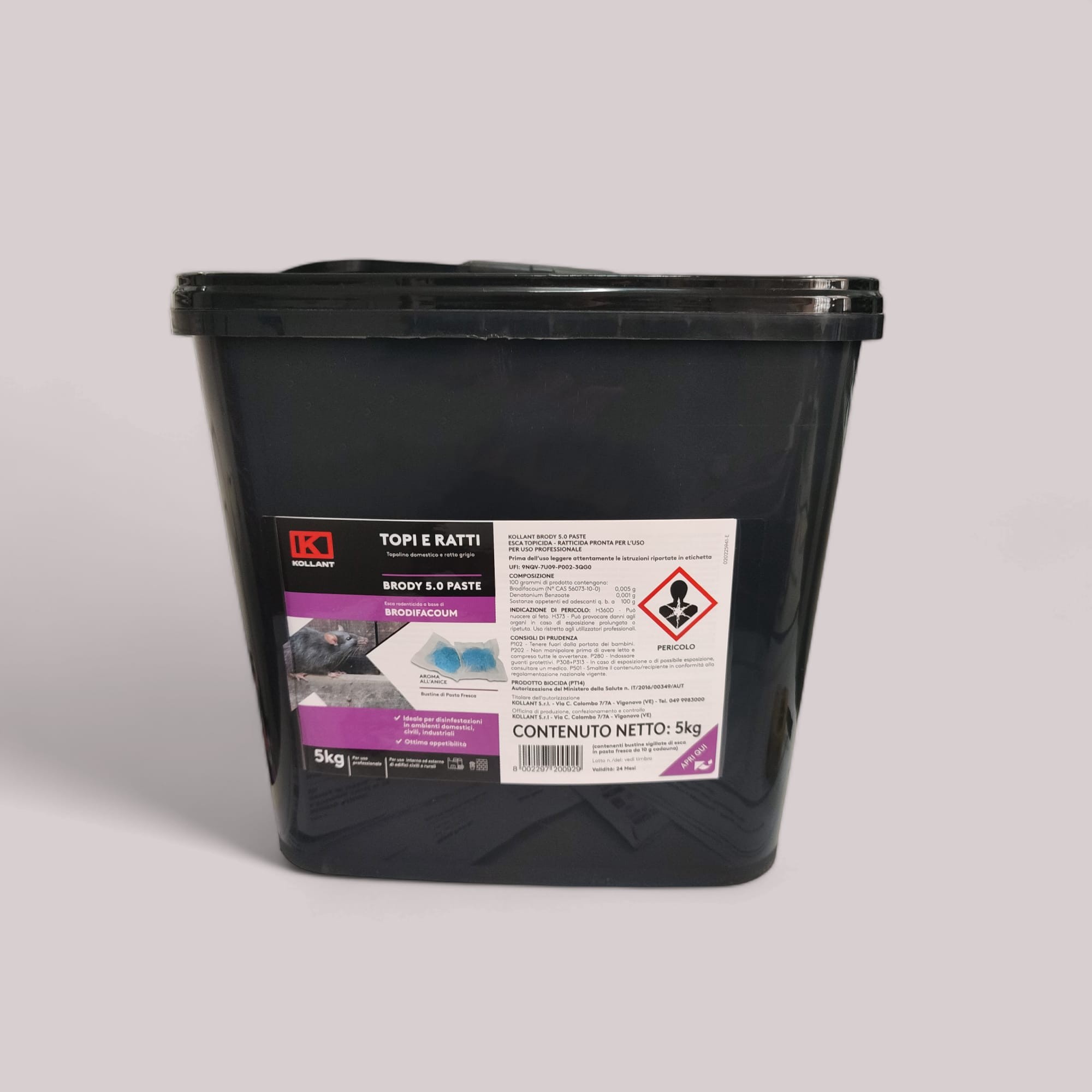 ESCA TOPI E RATTI 5KG Kollant Brody 5.0 in PASTA aroma anice bustine