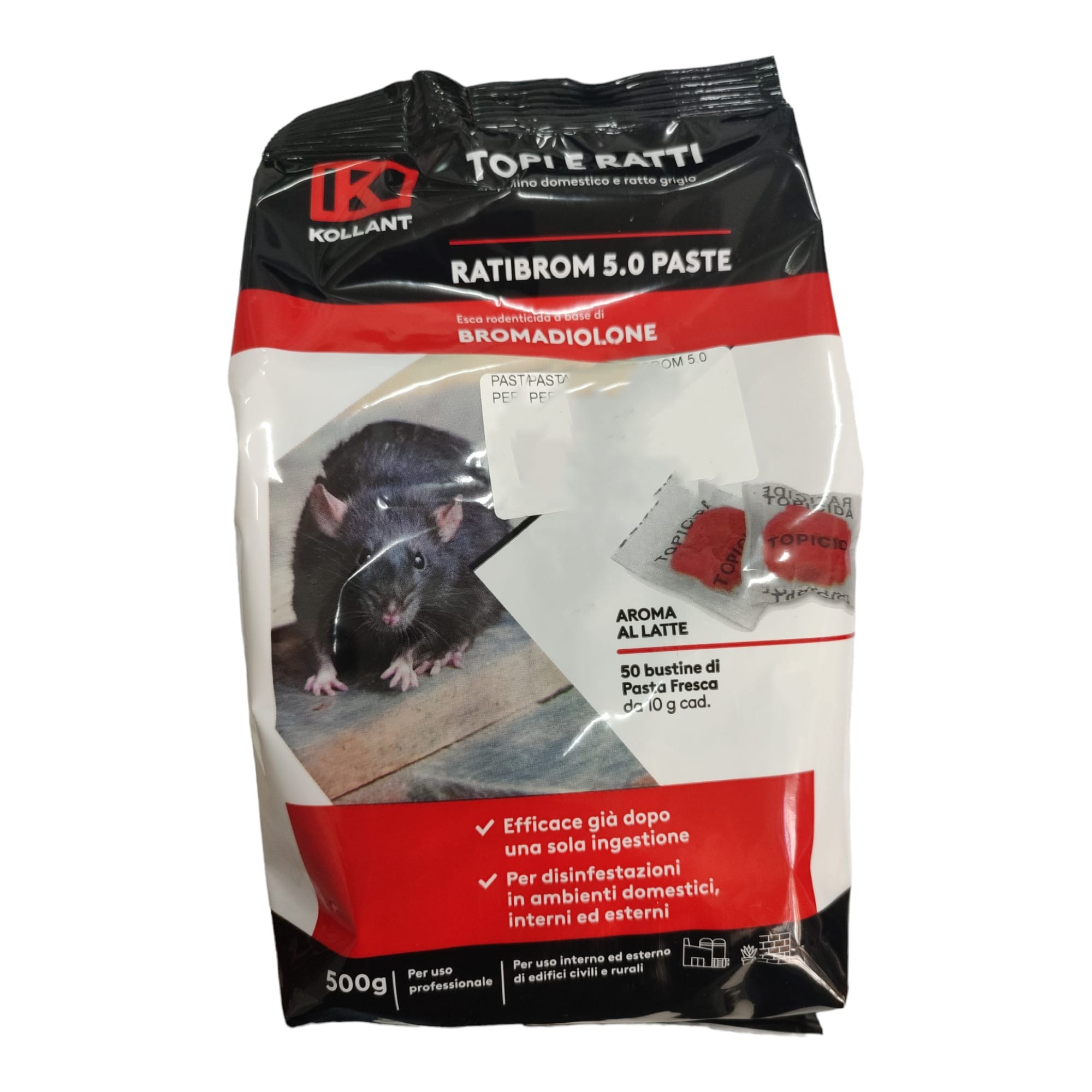 KOLLANT Ratibrom 5.0 Esca Topicida in Pasta 500gr. 50 BUSTINE aroma latte