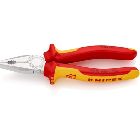 Knipex Pinza universale cromata, isolati con manici rivestiti in materiale bicomponente, collaudati VDE 180 mm 03 06 180