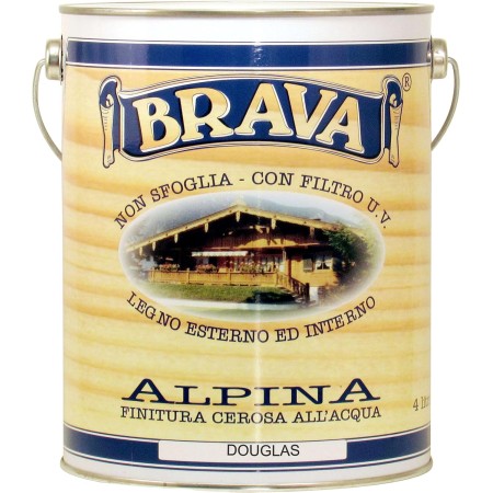 Brava ALD4 Alpina Finitura Cerosa per Legno all'Acqua, Douglas, 4000 ml
