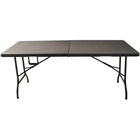 VERDELOOK Tavolo pieghevole in plastica HDPE, 180x70 h74 cm, marrone