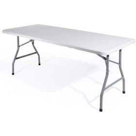 VERDELOOK Tavolo pieghevole in plastica HDPE, 180x70 h74 cm, BIANCO