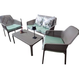 Generico Divano e poltrone da esterno in fibra di vetro Net Relax, set di arredi per giardino e veranda Made in Italy.