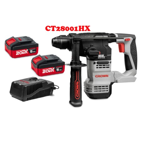 KIT Martello perforatore CROWN a batteria 20V CT28001HX SDS PLUS