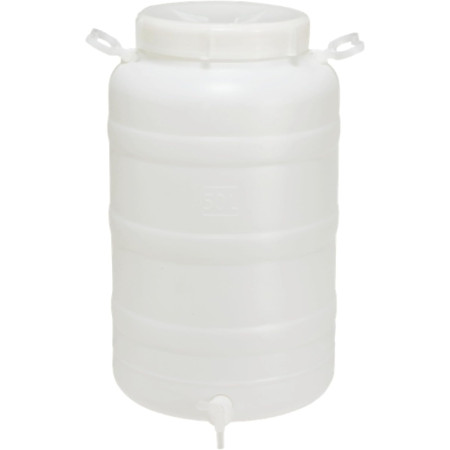 Ecoplast | Fusto in Plastica a Bocca Larga con Guarnizione e Tappo, Capienza 50 Lt, Colore Neutro, ø355x625, Made in Italy