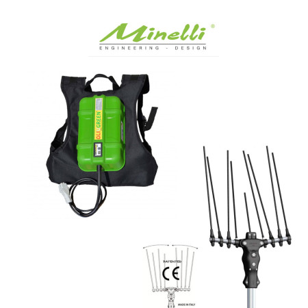 KIT ABBACCHIATORE + BATTERIA AL LITIO A ZAINO 12V 45,0Ah 3,5Kg CON CARICABATTERIA - OLIVGREEN MINELLI