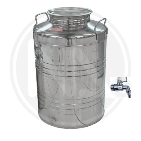 Fusto Bidone Fustino Olio Graffato 50 Lt Acciaio 18/10 con Rubinetto