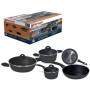 Aeternum Oriental Fusion Set Batteria di Padelle e Pentole 8 pezzi, Adatto all'induzione, Alluminio, Black