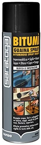 SARATOGA 54183001 Guaina Bituminosa a Spray, impermeabilizza e Sigilla a Base di Gomma di Bitume, Nero