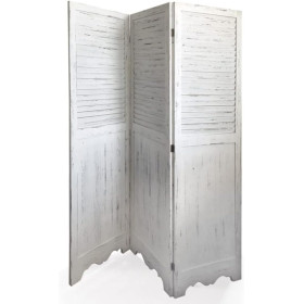 VERDELOOK Shabby, Paravento a 3 Ante in Legno,Anta 44x168x3 cm, Bianco, per arredo casa.