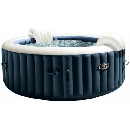 Intex 28430EX - PureSpa Vasca Idromassaggio Gonfiabile Bubble Massage, 4 posti, 140 Getti, Riscaldatore, PVC, Blu Navy, 196x71