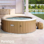 Intex 28426EX - PureSpa Vasca Idromassaggio Gonfiabile Bubble Massage, 4 posti, 120 Getti, Riscaldatore, PVC, Beige, 196x71 cm