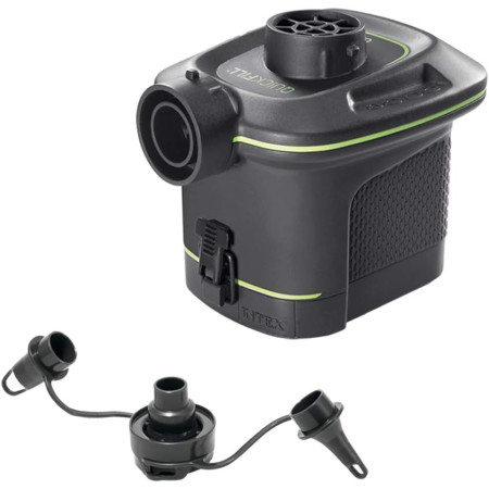 Intex 66638 - Pompa Elettrica Portatile QuickFill a Batterie per Gonfiaggio e Sgonfiaggio, Plastica, Grigio