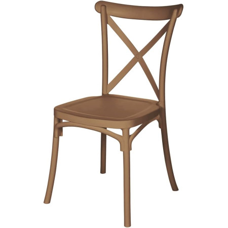 VERDELOOK Cross, Sedia in Polipropilene Impilabile, 47x48 H90cm, Marrone