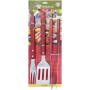 VERDELOOK Set di 3 Accessori per Barbecue con Manico in Legno: Pinza, Forchetta e Paletta