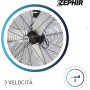 Zephir ZDM90CM Ventilatore Industriale da Terra Professionale con Ruote Struttura Interamente in Metallo Superpotente Pala 90 cm