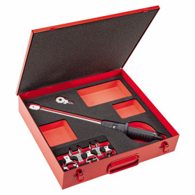 Set Chiavi Dinamometriche Cricchetto Cassetta Metallo 7pz Modulo Carrello