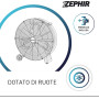 ZDM60CM Ventilatore Industriale da Terra Zephir Professionale con Ruote Struttura Interamente in Metallo Superpotente Pala 60 cm