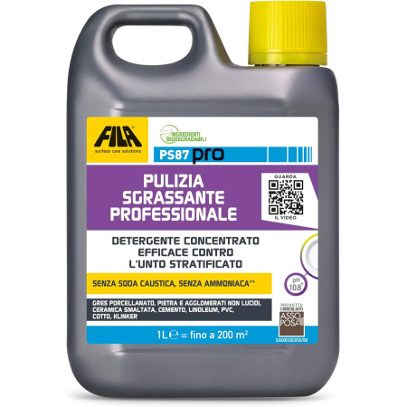 FILA Surface Care Solutions, PS87 PRO, Detergente Pulizia Pavimenti Professionale, Sgrassatore Universale, Alto Potere Decerante