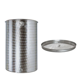 BELVIVERE Botte Acciaio Inox 18/10 Fiorettato 150 Litri con galleggiante ad olio, per Alimenti con Predisposizione Rubinetto
