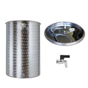 Botte contenitore lt500 + galleggiante pneumatico Acciaio Inox 18/10 e rubinetto ottone per Alimenti