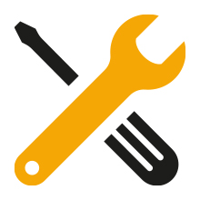 assistenza meccanica con chiave inglese e cacciavite